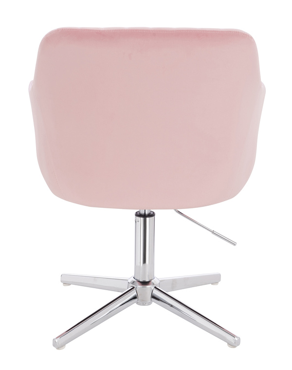 FOTEL HR190CROSS PUDROWY RÓŻ WELUR CHROMOWANA PODSTAWA