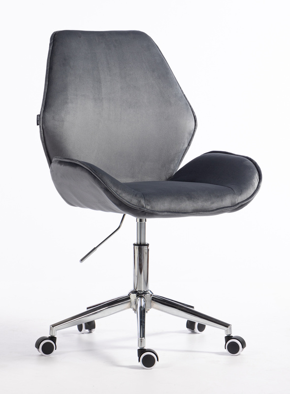 FOTEL HR350K GRAFITOWY WELUR CHROMOWANA PODSTAWA
