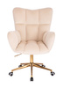 FOTEL HR650K KREMOWY WELUR ZŁOTA PODSTAWA