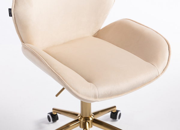 FOTEL HR350K KREMOWY WELUR ZŁOTA PODSTAWA