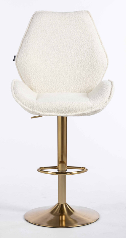 FOTEL HR350W KREMOWY BARANEK ZŁOTA PODSTAWA