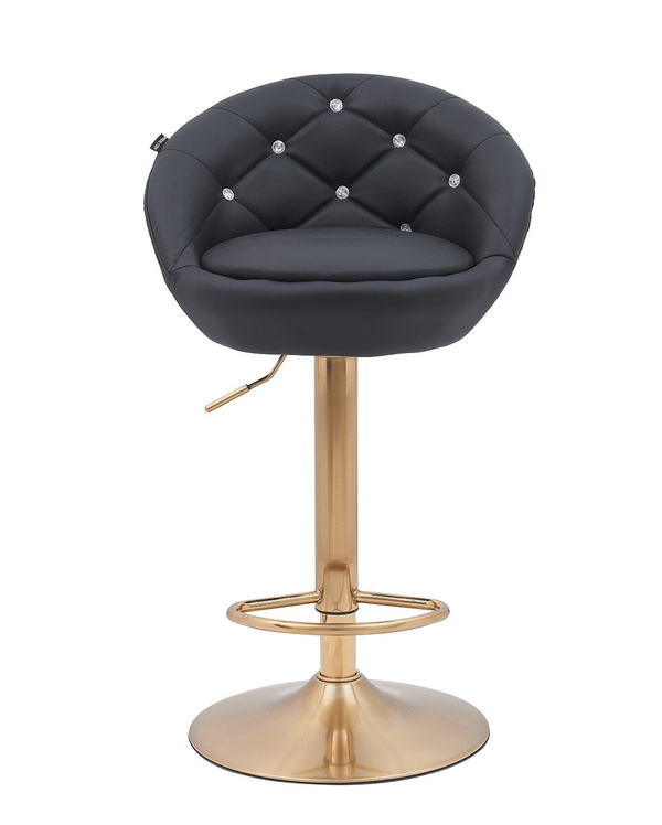 FOTEL HR948W CZARNY EKOSKÓRA ZŁOTA PODSTAWA