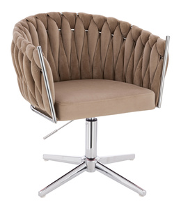 FOTEL HR750CROSS LATTE WELUR CHROMOWANA PODSTAWA