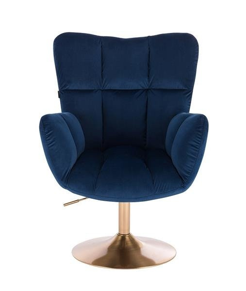 FOTEL HR650N CIEMNE MORZE WELUR ZŁOTA PODSTAWA