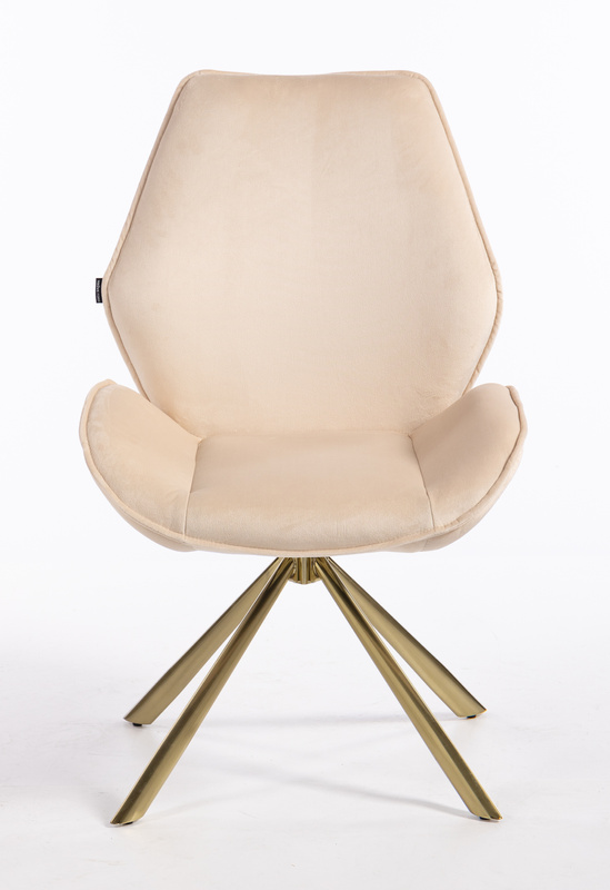 FOTEL HR350 PAJĄK KREMOWY WELUR ZŁOTA PODSTAWA