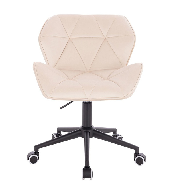 FOTEL HR111K KREMOWY WELUR CZARNA PODSTAWA