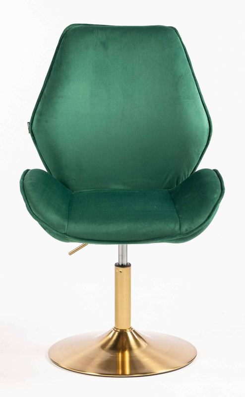 FOTEL HR350N BUTELKOWA ZIELEŃ WELUR ZŁOTA PODSTAWA