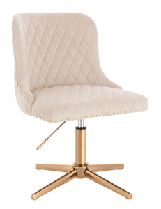 FOTEL HR940CROSS KREMOWY WELUR ZŁOTA PODSTAWA