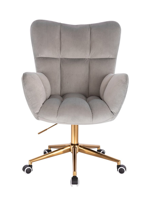 FOTEL HR650K STALOWY WELUR ZŁOTA PODSTAWA