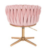 FOTEL HR750CROSS PUDROWY RÓŻ WELUR ZŁOTA PODSTAWA
