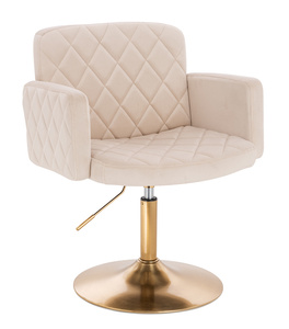 FOTEL HR802N KREMOWY WELUR ZŁOTA PODSTAWA