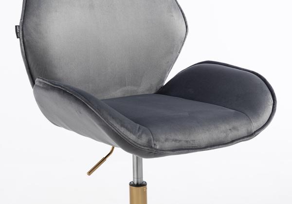 FOTEL HR350N GRAFITOWY WELUR ZŁOTA PODSTAWA