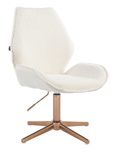 FOTEL HR350CROSS KREMOWY BARANEK ZŁOTA PODSTAWA