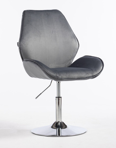 FOTEL HR350N GRAFITOWY WELUR CHROMOWANA PODSTAWA