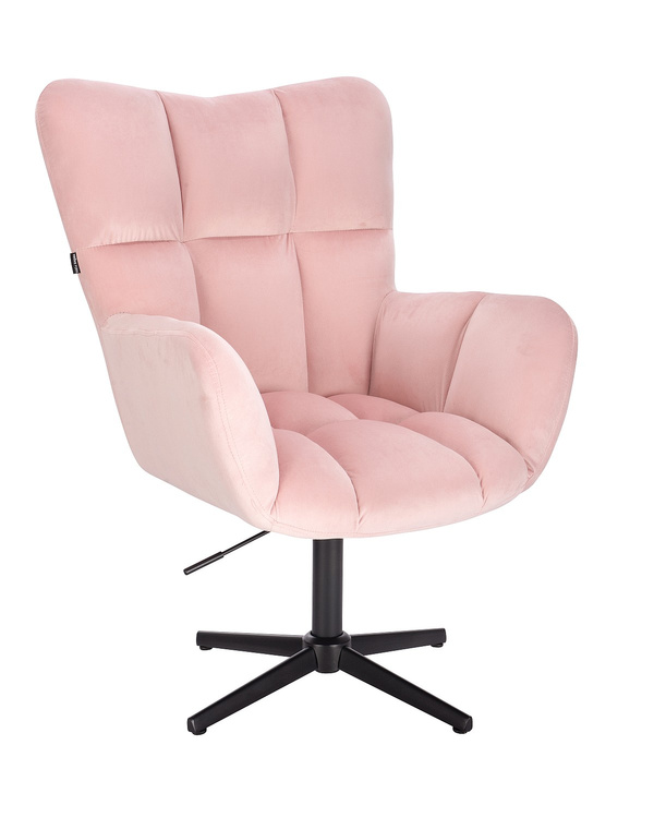 FOTEL HR650CROSS PUDROWY RÓŻ WELUR CZARNA PODSTAWA