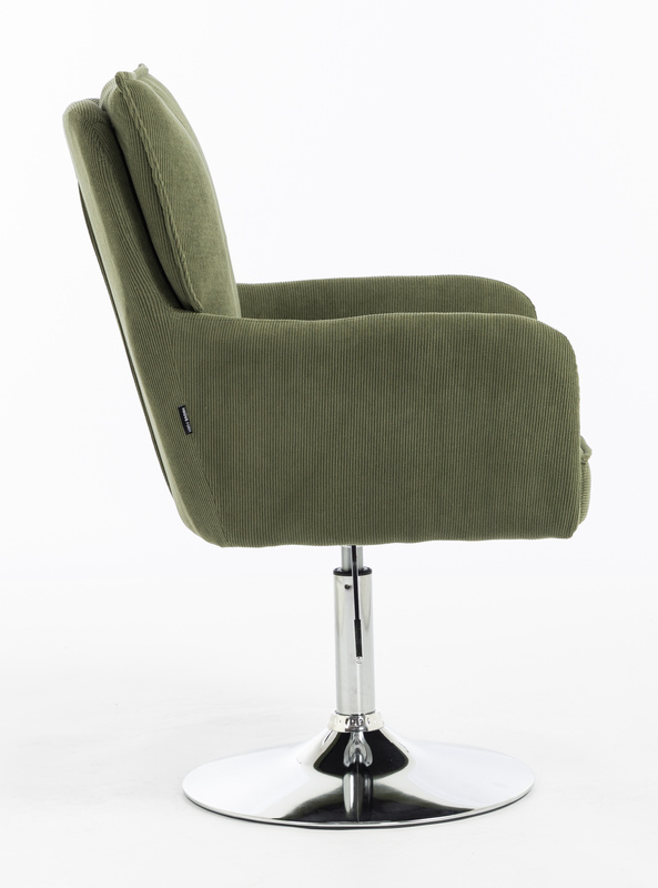 HOKER HR250N ZIELONY SZAŁWIA PREMIUM CORD SZTRUKS CHROMOWANA PODSTAWA