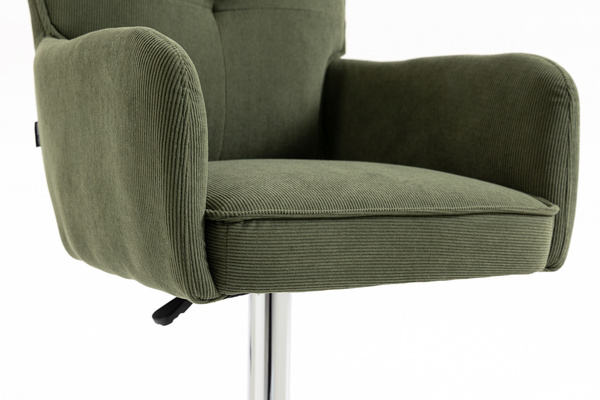 HOKER HR250W ZIELONY SZAŁWIA PREMIUM CORD SZTRUKS CHROMOWANA PODSTAWA