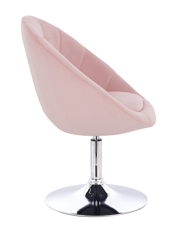 FOTEL HR8516N PUDROWY RÓŻ WELUR CHROMOWANA PODSTAWA