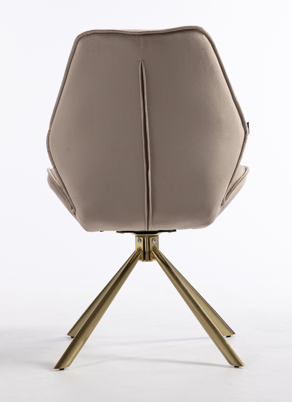 FOTEL HR350 PAJĄK LATTE WELUR ZŁOTA PODSTAWA