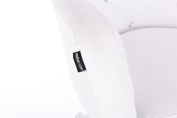 FOTEL HR830 BIAŁA SKÓRA CHROM KÓŁKA