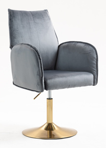 FOTEL HR280N GRAFITOWY WELUR ZŁOTA PODSTAWA