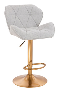 FOTEL HR111W SZARY BARANEK ZŁOTA PODSTAWA