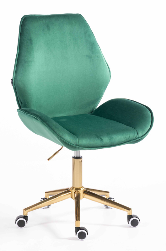 FOTEL HR350K BUTELKOWA ZIELEŃ WELUR ZŁOTA PODSTAWA