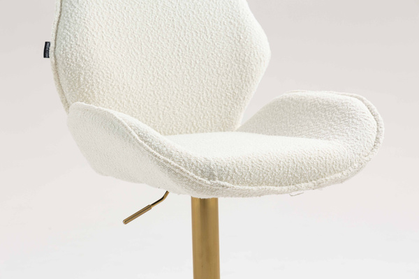 FOTEL HR350KW KREMOWY BARANEK ZŁOTA PODSTAWA