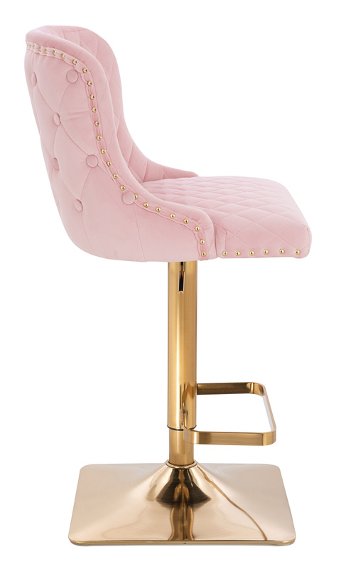 FOTEL HR940KW PUDROWY RÓŻ WELUR ZŁOTA PODSTAWA