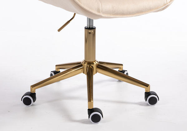 FOTEL HR350K KREMOWY WELUR ZŁOTA PODSTAWA