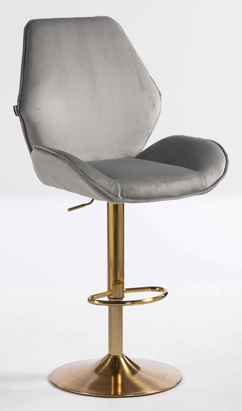 FOTEL HR350W STALOWY WELUR ZŁOTA PODSTAWA
