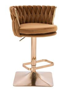 FOTEL HR450KW MIODOWY WELUR ZŁOTA PODSTAWA