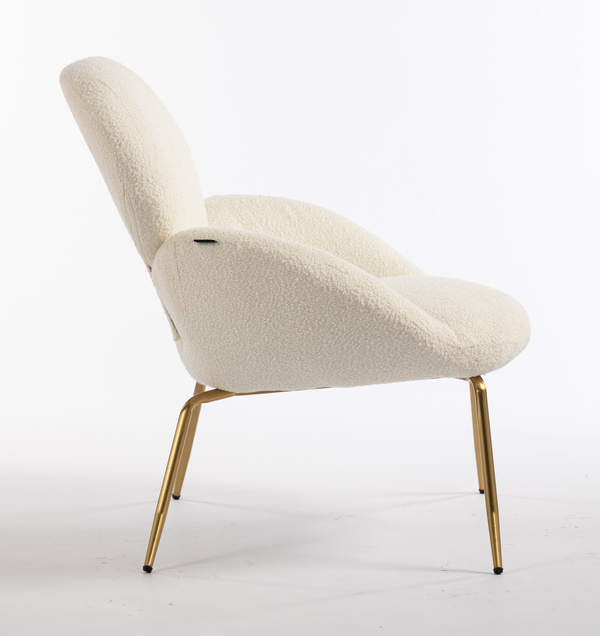 FOTEL HR2045 KREMOWY BARANEK ZŁOTA PODSTAWA