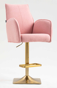 FOTEL HR280KW PUDROWY RÓŻ BARANEK ZŁOTA PODSTAWA