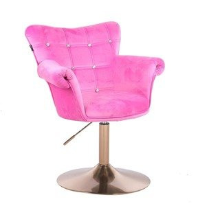 FOTEL HR804CN MALINOWY WELUR ZŁOTA PODSTAWA