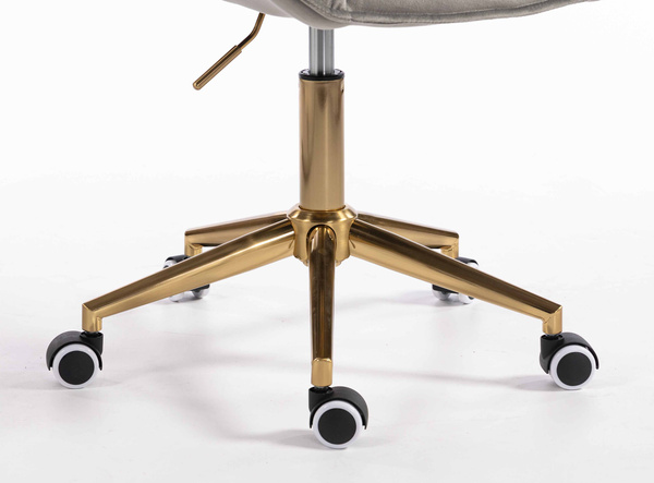 FOTEL HR350K STALOWY WELUR ZŁOTA PODSTAWA