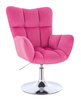 FOTEL HR650N MALINOWY WELUR CHROMOWANA PODSTAWA