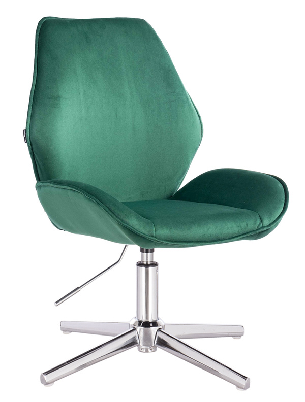 FOTEL HR350CROSS BUTELKOWA ZIELEŃ WELUR CHROMOWANA PODSTAWA