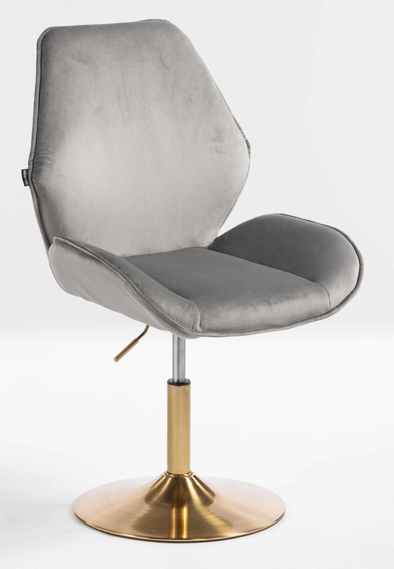 FOTEL HR350N STALOWY WELUR ZŁOTA PODSTAWA