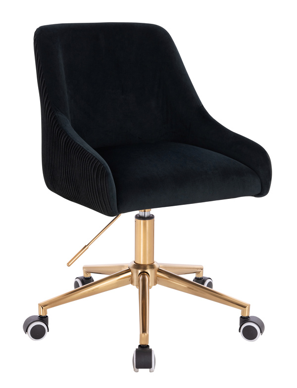 FOTEL HR920K CZARNY WELUR ZŁOTA PODSTAWA