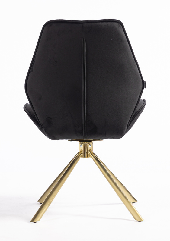 FOTEL HR350 PAJĄK CZARNY WELUR ZŁOTA PODSTAWA