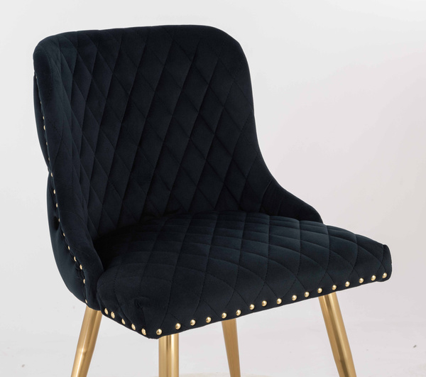 HR940 KRZESŁO ZŁOTE NOGI CZARNY WELUR