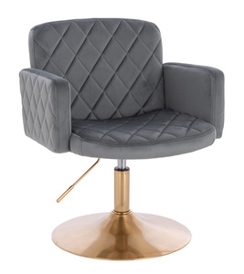 FOTEL HR802N GRAFITOWY WELUR ZŁOTA PODSTAWA