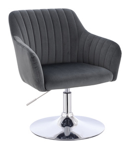 FOTEL HR190N GRAFITOWY WELUR CHROMOWANA PODSTAWA