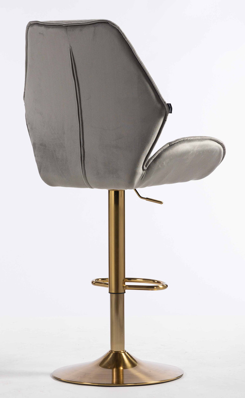 FOTEL HR350W STALOWY WELUR ZŁOTA PODSTAWA