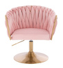 FOTEL HR750N PUDROWY RÓŻ WELUR ZŁOTA PODSTAWA