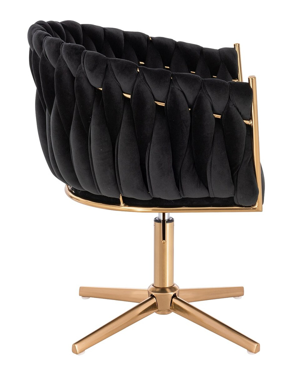 FOTEL HR750CROSS CZARNY WELUR ZŁOTA PODSTAWA