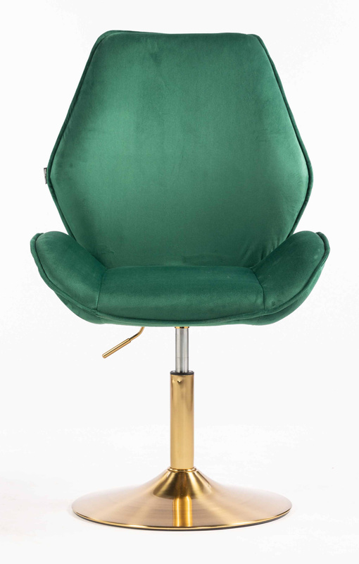 FOTEL HR350N BUTELKOWA ZIELEŃ WELUR ZŁOTA PODSTAWA