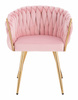HR750 KRZESŁO ZŁOTE NOGI PUDROWY RÓŻ WELUR