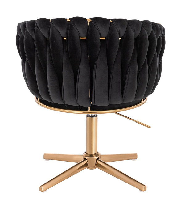 FOTEL HR750CROSS CZARNY WELUR ZŁOTA PODSTAWA